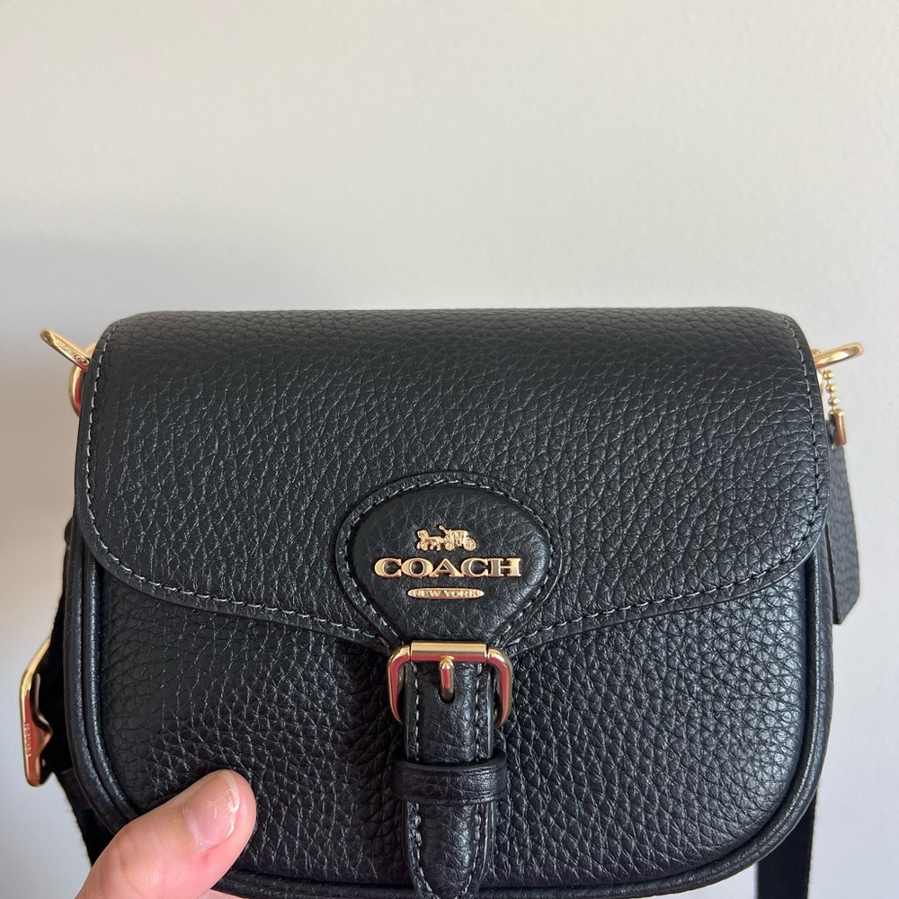 Coach Amelia Small Black Pebbled Leather Crossbody Bag - Picture 9 of 10